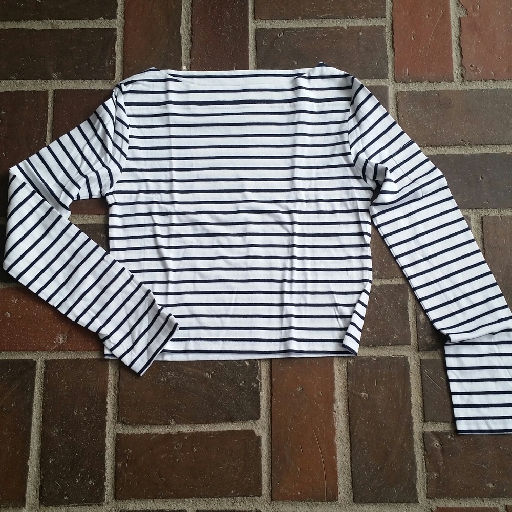 Navy/White Striped Longsleeve Tee